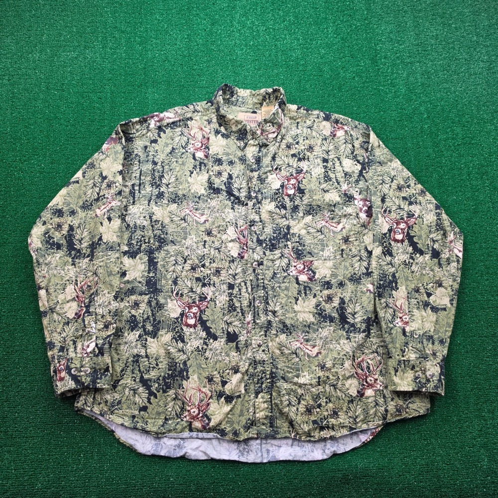 Field Tested by Outdoor‎ Life Shirt Mens 2XL Forest Camo Deer Buck Print Hunting
